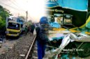 1 tewas, truk boks hancur disambar KA Pangrango di Cibadak Sukabumi - Ist