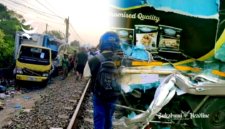 1 tewas, truk boks hancur disambar KA Pangrango di Cibadak Sukabumi - Ist