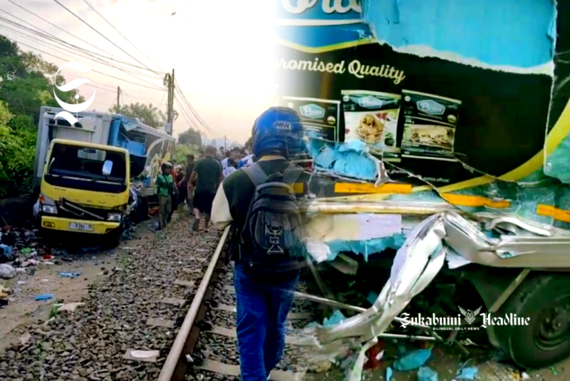 1 tewas, truk boks hancur disambar KA Pangrango di Cibadak Sukabumi - Ist