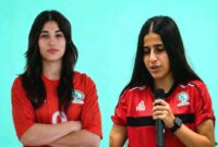 Dua pemain Timnas Palestina Rand Al Halawani dan Metalle Abu Dayyah - Ist