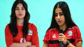 Dua pemain Timnas Palestina Rand Al Halawani dan Metalle Abu Dayyah - Ist