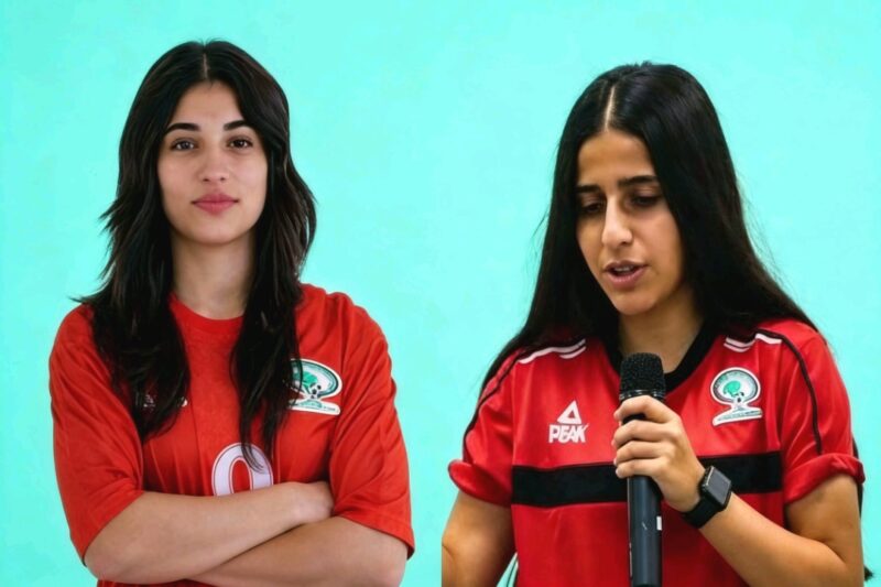 Dua pemain Timnas Palestina Rand Al Halawani dan Metalle Abu Dayyah - Ist