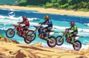 Ilustrasi balap motor adventure di pantai - sukabumiheadlin.com