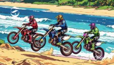 Ilustrasi balap motor adventure di pantai - sukabumiheadlin.com
