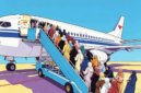 Ilustrasi calon pekerja migran atau tenaga kerja wanita antre naik pesawat - sukabumiheadline.com