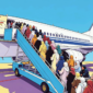 Ilustrasi calon pekerja migran atau tenaga kerja wanita antre naik pesawat - sukabumiheadline.com