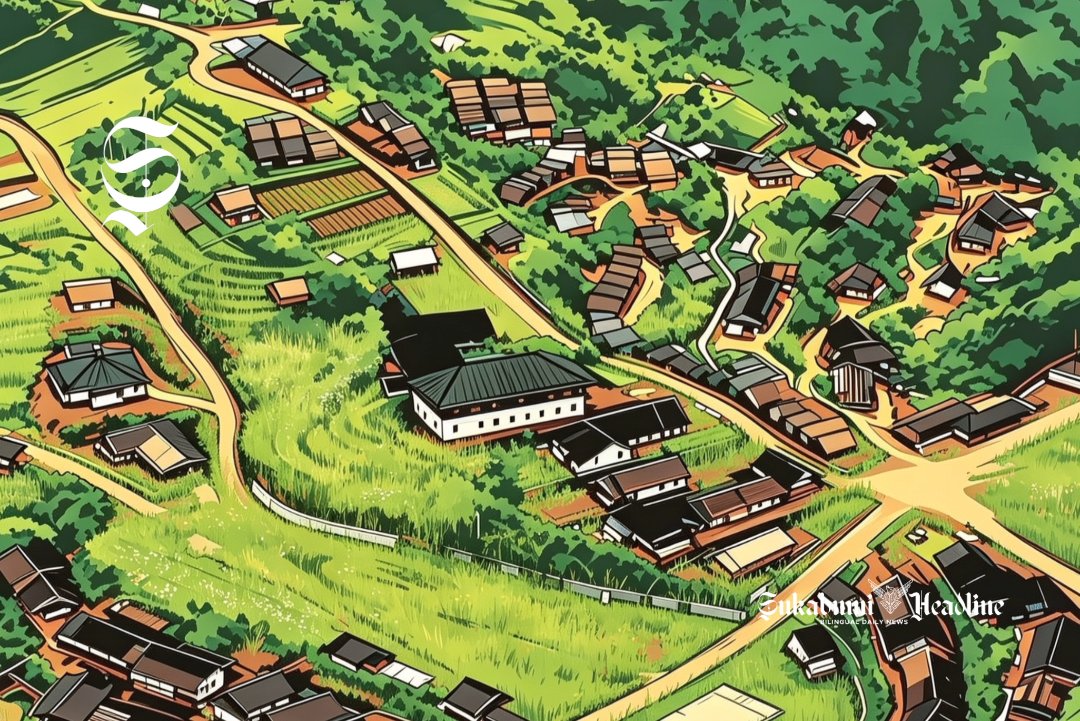 Ilustrasi kasepuhan atau kampung adat - sukabumiheadline.com