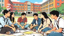 Ilustrasi mahasiswa berkumpul dan diskusi di depan kampus - sukabumiheadline.com