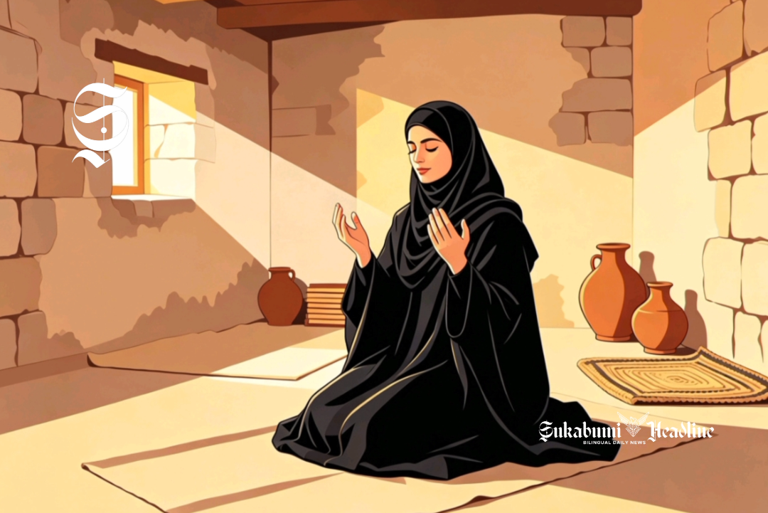 Ilustrasi muslimah sedang berdoa - sukabumiheadline.com
