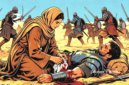 Ilustrasi muslimah sedang merawat tentara korban perang - sukabumiheadline.com