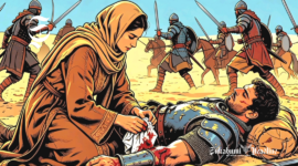 Ilustrasi muslimah sedang merawat tentara korban perang - sukabumiheadline.com