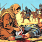 Ilustrasi muslimah sedang merawat tentara korban perang - sukabumiheadline.com