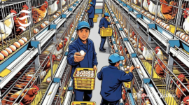 Ilustrasi pegawai sedang panen telur di kandang - sukabumiheadline.com
