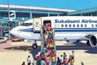 Ilustrasi penumpang menaiki tangga pesawat - sukabumiheadline.com