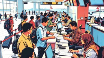 Ilustrasi penumpang pesawat di bandara - sukabumiheadline.com