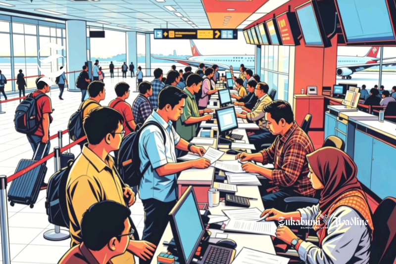 Ilustrasi penumpang pesawat di bandara - sukabumiheadline.com