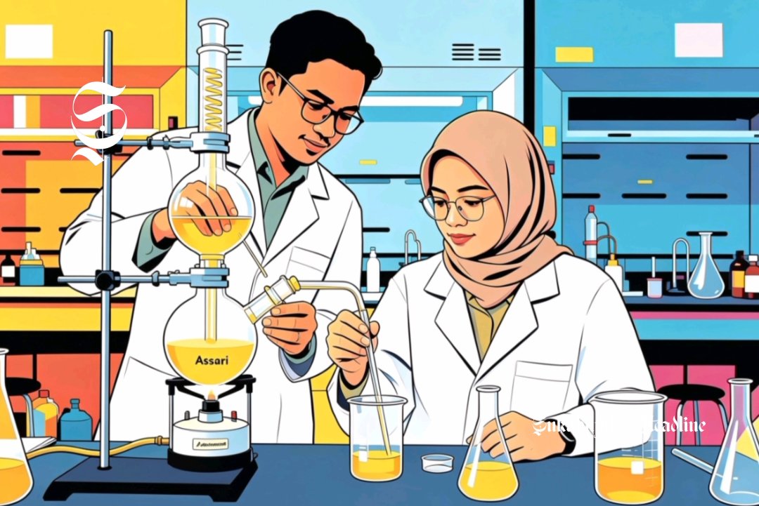 Ilustrasi praktik penyulingan minyak herbal di laboratorium - sukabumiheadline.com