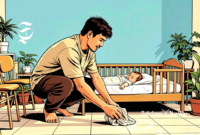 Ilustrasi pria sedang mengurus rumah tangga - sukabumiheadline.com