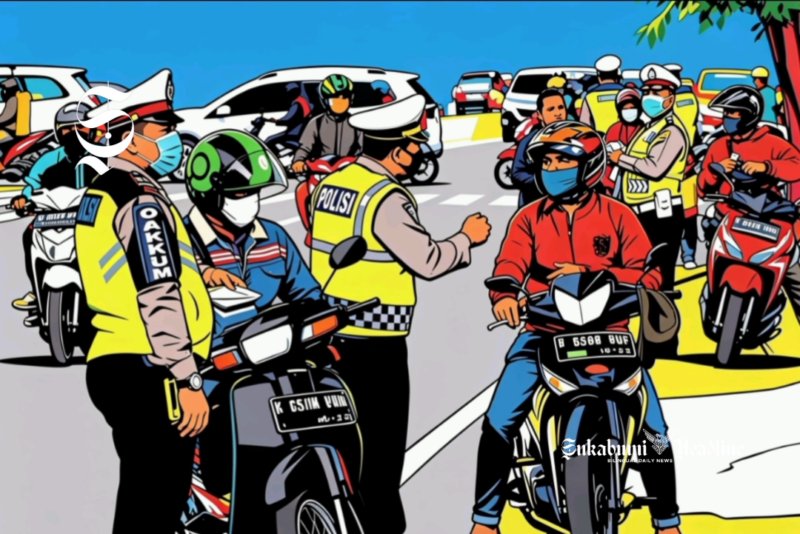 Ilustrasi razia kendaraan bermotor oleh polisi lalulintas - sukabumiheadline.com