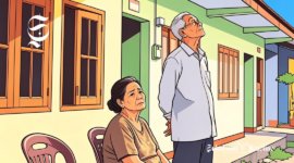 Ilustrasi sepasang suami istri hidup sederhana di masa tua - sukabumiheadline.com