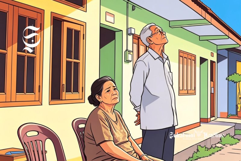 Ilustrasi sepasang suami istri hidup sederhana di masa tua - sukabumiheadline.com