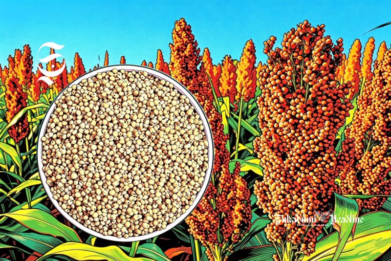 Ilustrasi tanaman dan buah sorgum matang - sukabumiheadline.com