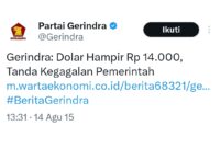 Cuitan admin Partai Gerinda di X, dulu Twitter - Ist