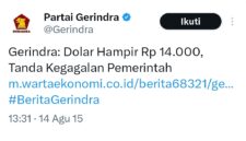 Cuitan admin Partai Gerinda di X, dulu Twitter - Ist