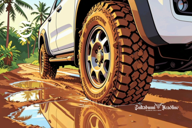 Ilustrasi ban mobil pickup anti selip - sukabumiheadline.com