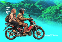 Ilustrasi berwisata ke Jembatan Gantung Situ Gunung Sukabumi naik motor - sukabumiheadline.com