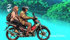 Ilustrasi berwisata ke Jembatan Gantung Situ Gunung Sukabumi naik motor - sukabumiheadline.com