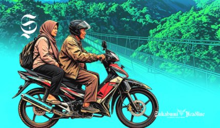 Ilustrasi berwisata ke Jembatan Gantung Situ Gunung Sukabumi naik motor - sukabumiheadline.com