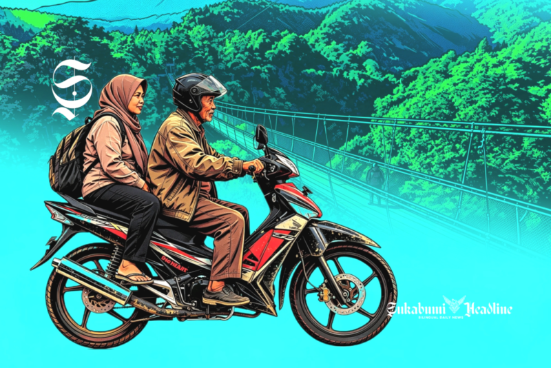 Ilustrasi berwisata ke Jembatan Gantung Situ Gunung Sukabumi naik motor - sukabumiheadline.com