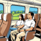 Ilustrasi naik kereta api dengan jarak kursinyang lapang - sukabumiheadline.com