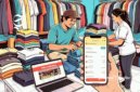 Ilustrasi pedagang online sedang mengemas barang pesanan pembeli - sukabumiheadline.com