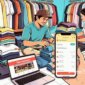 Ilustrasi pedagang online sedang mengemas barang pesanan pembeli - sukabumiheadline.com
