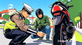 Ilustrasi polisi sedang merazia ban motor - sukabumiheadline.com