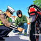 Ilustrasi polisi sedang merazia ban motor - sukabumiheadline.com