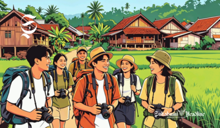 Ilustrasi sekelompok anak muda sedang berwisata di pedesaan sukabumiheadline.com