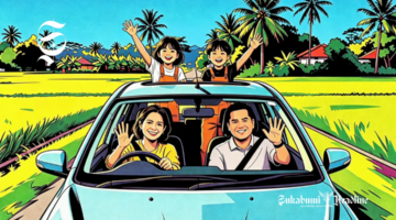 Ilustrasi sekeluarga melakukan perjalanan menuju tempat wisata - sukabumiheadline.com