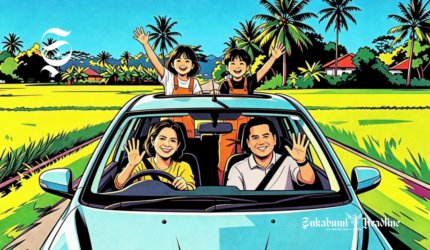 Ilustrasi sekeluarga melakukan perjalanan menuju tempat wisata - sukabumiheadline.com