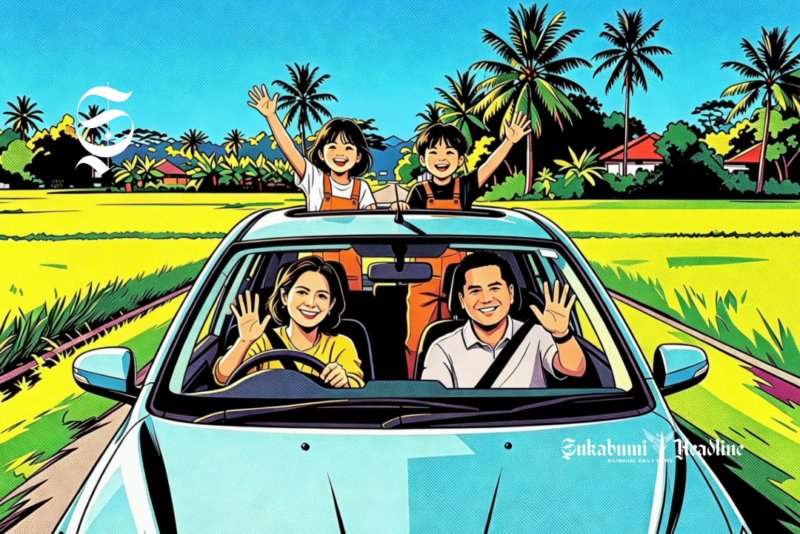 Ilustrasi sekeluarga melakukan perjalanan menuju tempat wisata - sukabumiheadline.com