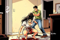 Ilustrasi seorang perempuan dianiaya pria di dalam rumah - sukabumiheadline.com