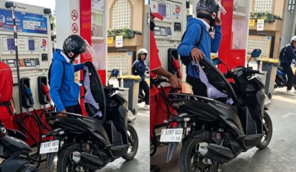 Seorang pengendara terciduk menyimpan bra perempuan di bawah jok motor Ist