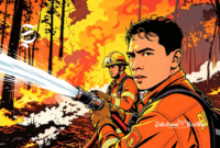 Ilustrasi aktivitas pemadam kebakaran hutan - sukabumiheadline.com