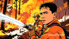 Ilustrasi aktivitas pemadam kebakaran hutan - sukabumiheadline.com