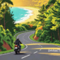 Ilustrasi berwisata ke pantai naik sepeda motor melewati jalan mulus berkelok dan melewati hutan - sukabumiheadline.com