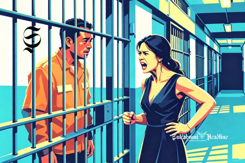 Ilustrasi istri memarahi suami yang berada di dalam penjara - sukabumiheadline.com
