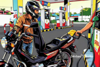 Ilustrasi motor sedang diisi Pertalite di SPBU - sukabumiheadline.com