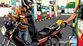 Ilustrasi motor sedang diisi Pertalite di SPBU - sukabumiheadline.com